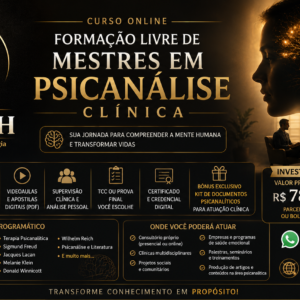 O curso Formação Livre de Mestres em Psicanálise do Instituto Yahweh é uma formação EAD voltada para quem deseja aprofundar seus conhecimentos em Psicanálise Clínica, com foco na atuação profissional, acadêmica e clínica. Carga Horária 1.600